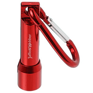 250 Custom Key Tags | Carabiner Aluminum LED Flashlight - Red