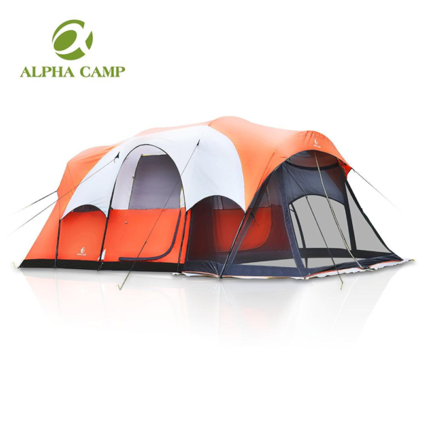 Alpha Camp 6 Person Family Camping Tent with Screen Porch, 17'x 9', Yellow