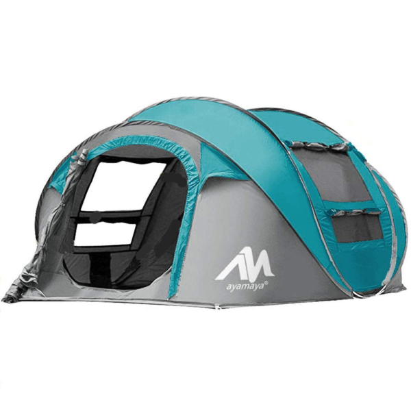 Automatic/auto Camping Tents 3/4 Person/People Easy Up Instant Setup Ventilated,iClover [2 Door] [Mesh Window] Waterproof Pop Up Big Family Privacy