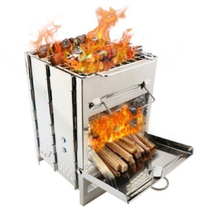 folding stainless steel backpacking wood burning stove