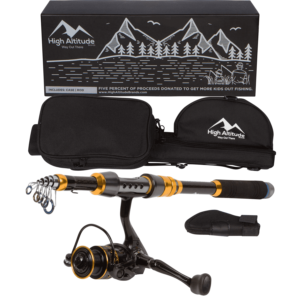 High Altitude Brands Lightweight Portable Telescopic Fishing Pole, Case and Available with Spinning Reel Rod Combo, Motorcycle, Car, Hiking,