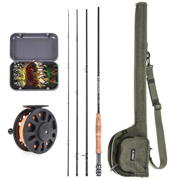Lixada Fly Fishing Rod and Reel Combo with Carry Bag & 20 Flies - Premium 9' 4-Piece Carbon Fiber Rod with Lightweight ABS Reel - Complete Starter