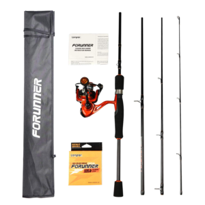 LONPAR Portable 4-Piece Carbon Fiber Fishing Rod and Reel Combos Travel Spinning Pole with Carrier Bag and Line for Kids and Adults Fishing
