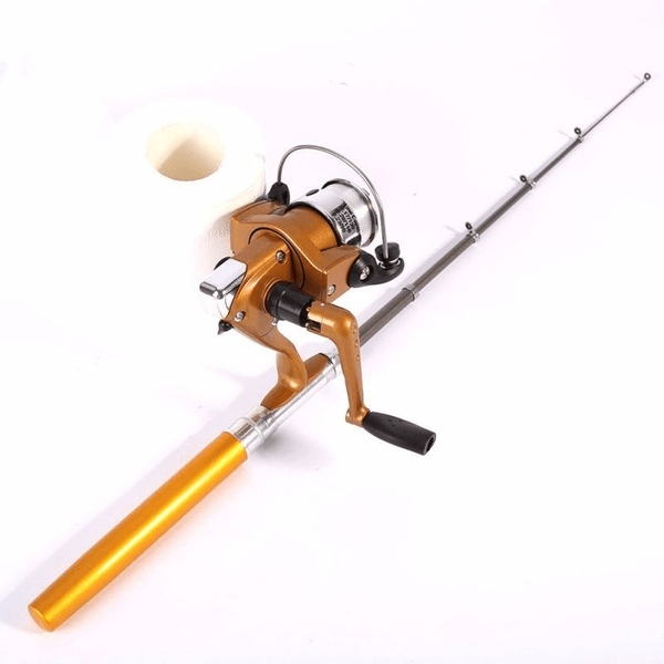 Mini Outdoor Camping Travel Baitcasting Telescopic Pocket Pen Fishing Rod Pole Aliminum Alloy + Reel+ Nylon Fishing line