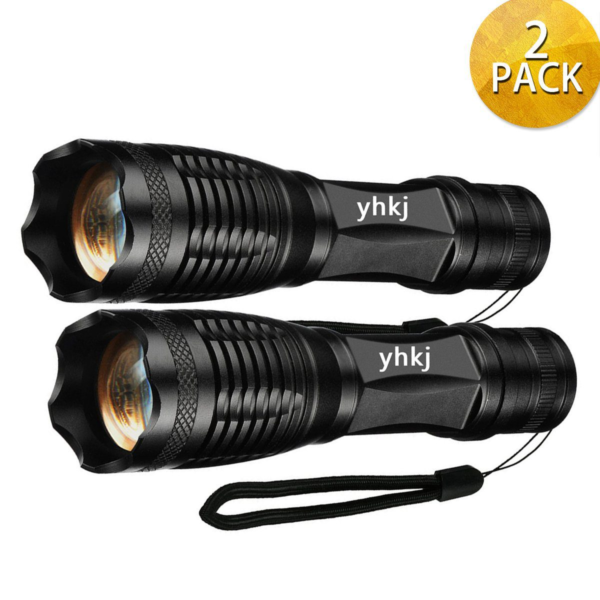 Newest and Best 2000 Lumen Flashlight, Yhkj Super Bright LED Tactical Flashlights- High Lumen, Zoomable, 5 Modes, Water Resistant, Handheld Light -