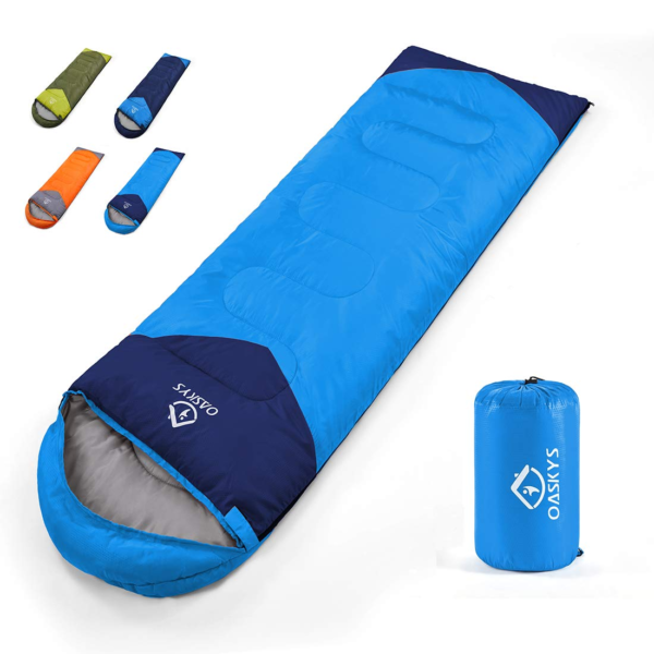 oaskys Camping Sleeping Bag - All Season Warm & Cool Weather - Summer, Spring, Fall, Winter, Lightweight, Waterproof for Adults & Kids - Camping