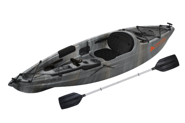 Ozark Trail 10' Sit-on-top Angler Kayak Gray Swirl, Paddle Included