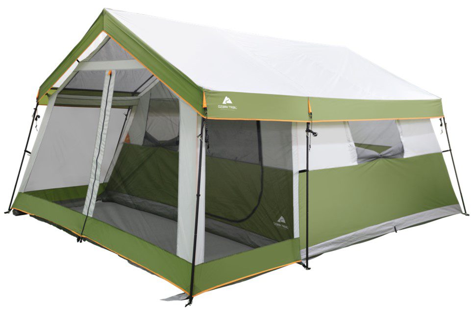 Ozark Trail 8-Person Family Cabin Tent with Screen Porch, Gray/Green