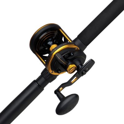 Penn Squall Lever Drag Conventional Reel and Fishing Rod Combo, Size: 7', Gold