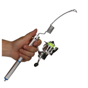 Portable Ultra Small Mini Stainless Steel Material Elastic Fishing Rod and Reel Combos, Aluminum Alloy Handle Fishing Pole with Line Lures Hooks