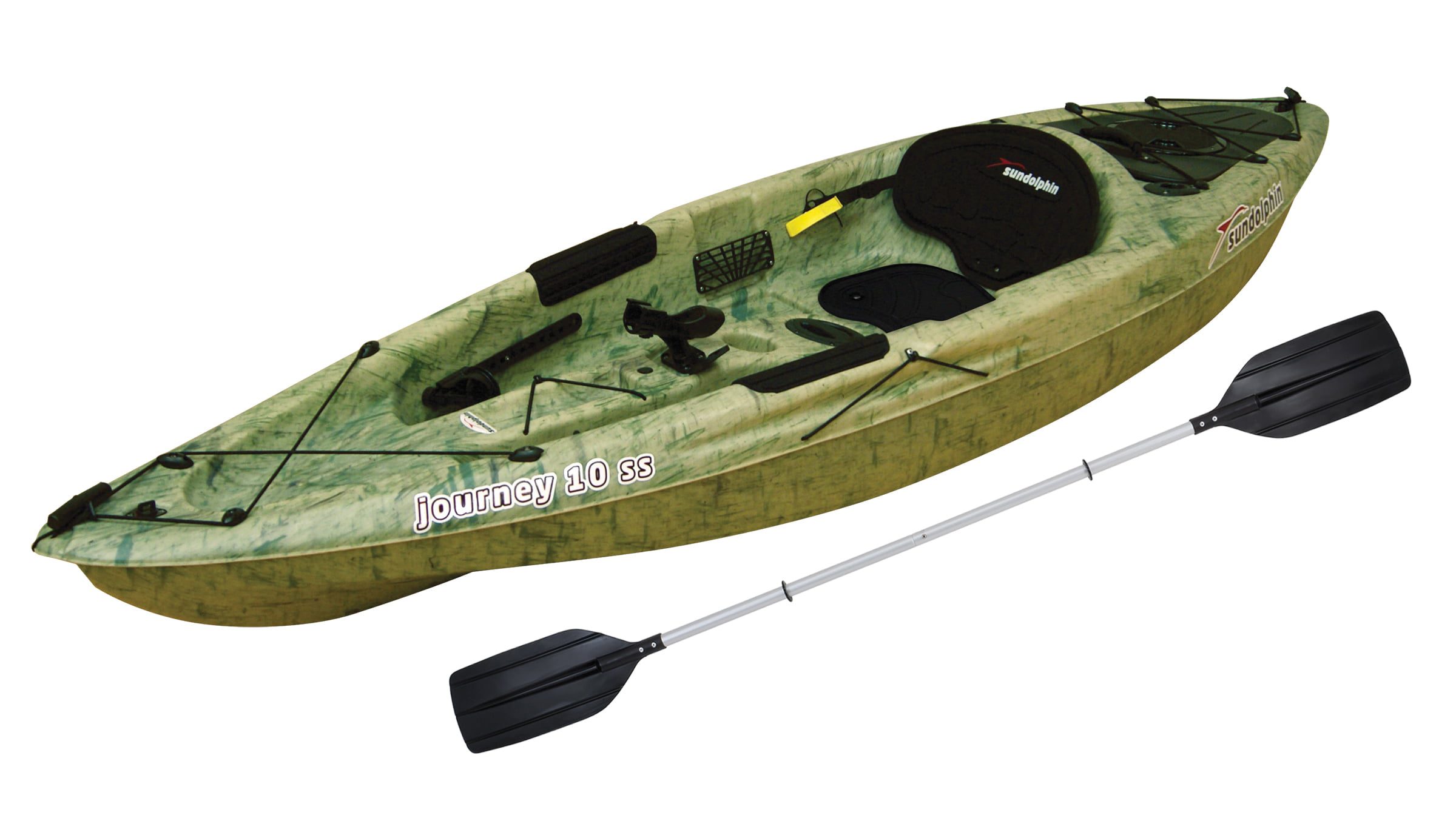 Sun Dolphin Journey 10 SS Sit-On Angler Kayak Grass, Paddle Included