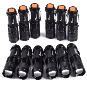 Timlon 12 Pack Tactical Flashlight Water Resist 7W 350LM Ultra Bright Mini Flashlight Cree Q5 LED 3 Mode Torch Adjustable Focus Zoomable Light Lamp