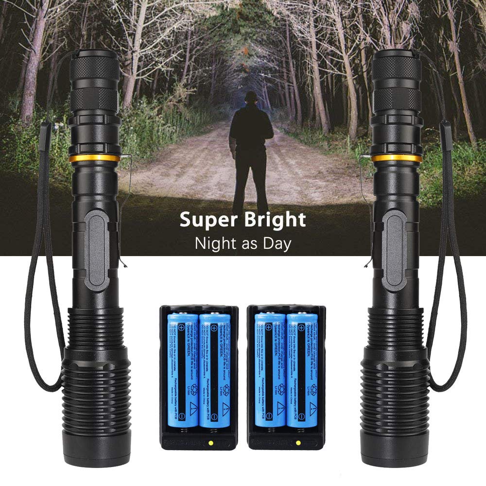 Rechargeable Flashlights High Lumens, 100000 Lumen Tactical Flashlight  Powerful Handheld LED Flashlight, Shockproof Waterproof Zoomable High  Powered Durable Flashlight for Outdoor Indoor Camping 