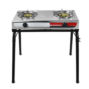 XtremepowerUS Portable Propane Gas Range 2-Burner Stove Auto Ignition Outdoor Grill Camping Cooktop Stoves Tailgate LPG w/Stand
